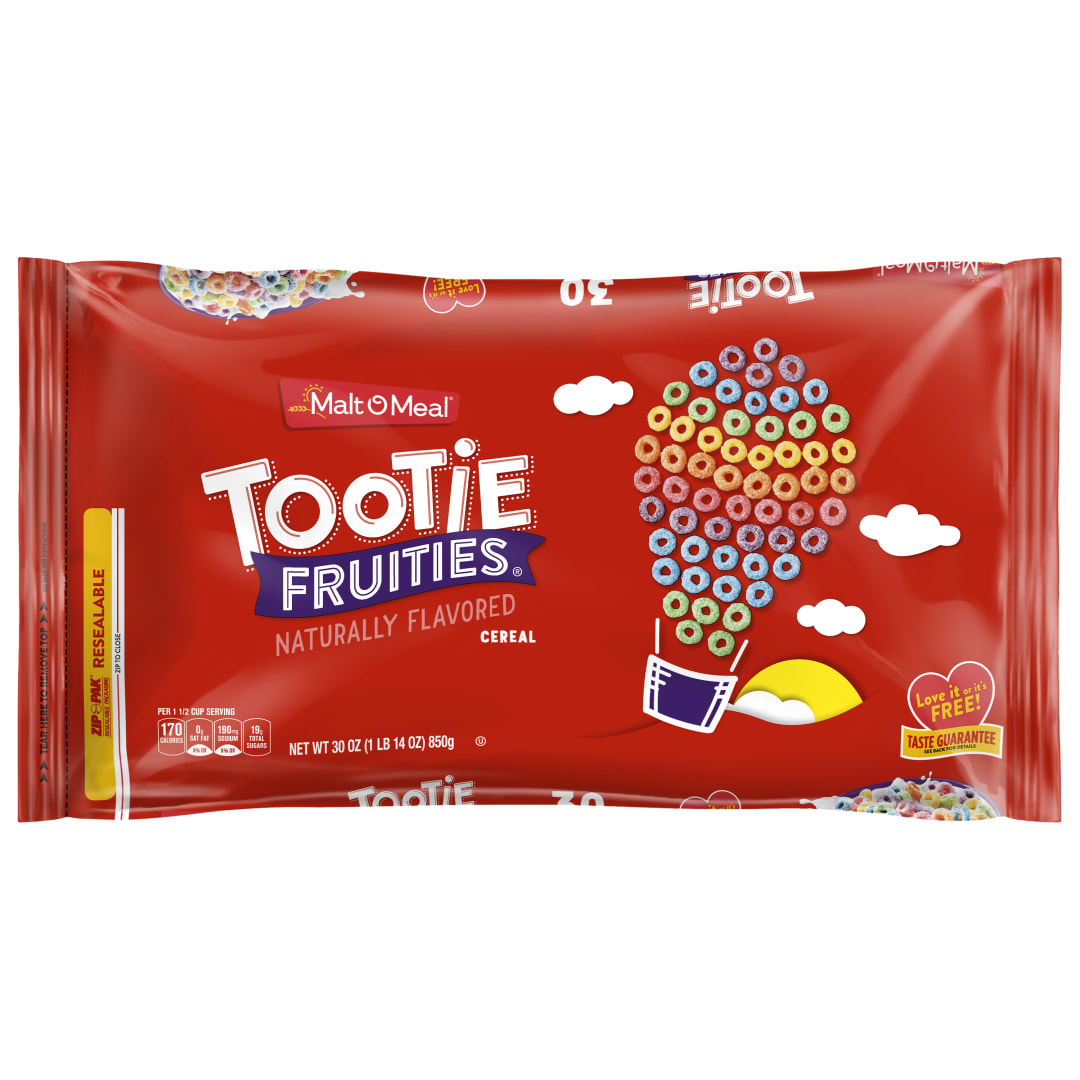 Malt-O-Meal Tootie Fruities Breakfast Cereal, Colorful and Fruity Cereal for the Family, 30 oz Bag