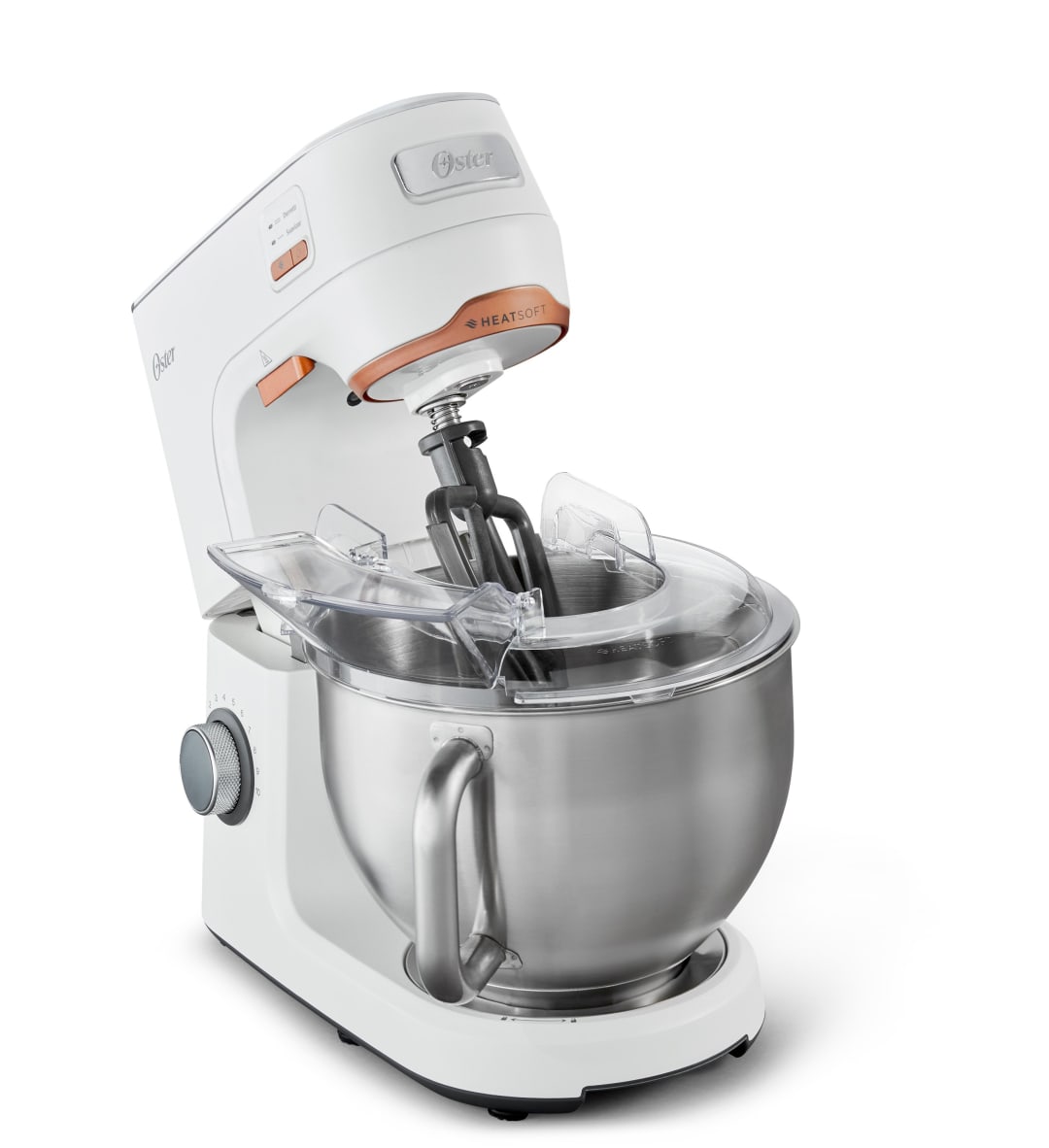 Oster® Batidora Planetaria, con Tecnología Heatsoft™, Y Tazón de Acero Inoxidable, Blanca