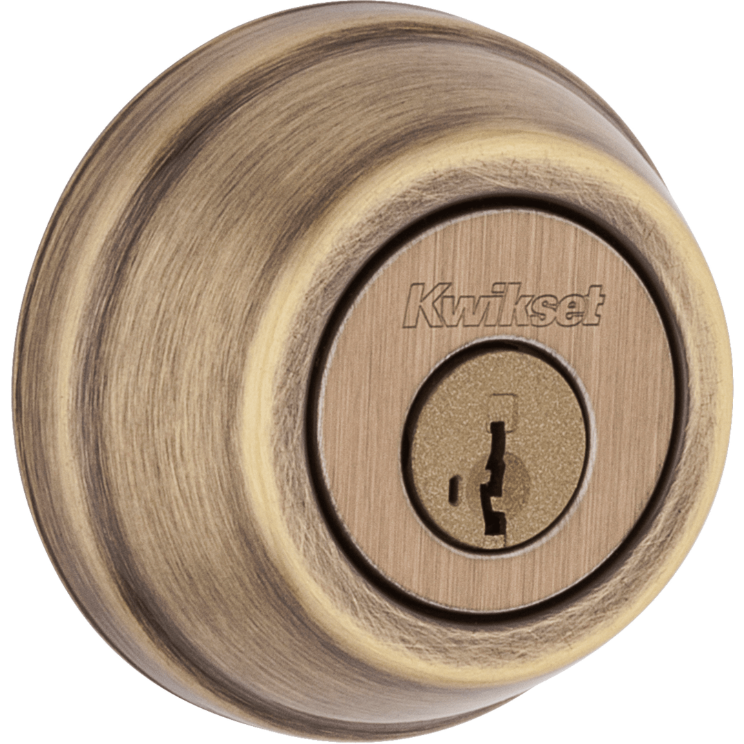 780 Deadbolt, Keyed One Side, featuring SmartKey Security™ in Antique Brass