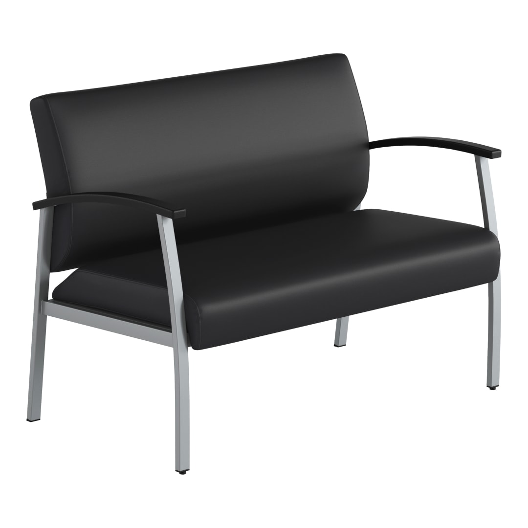 Atrium Loveseat with Vinyl Upholstery, 550 LB. Weight Capacity, Steel Frame and Durable Plywood Seat Base, Black