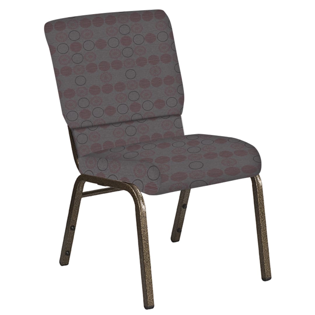 Embroidered 18.5''W Church Chair in Galaxy Taupe Fabric - Gold Vein Frame