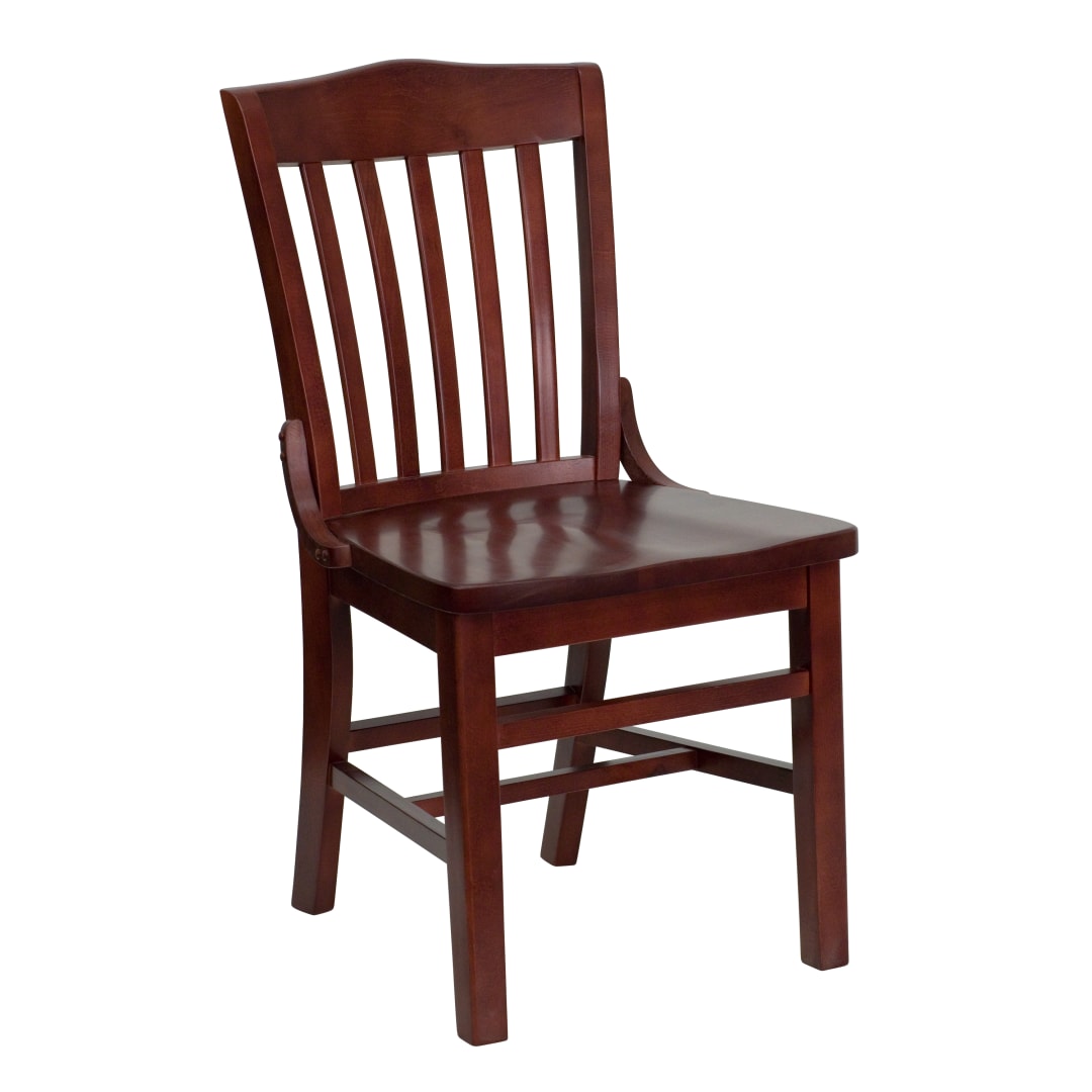 4 Pack HERCULES Series School House Back Mahogany Wood Restaurant Chair