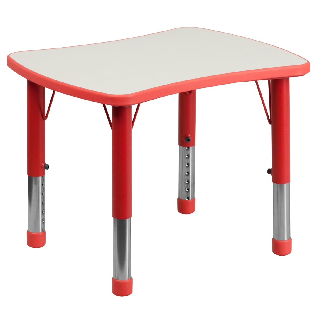 Wren 21.875''W x 26.625''L Rectangular Red Plastic Height Adjustable Activity Table with Grey Top