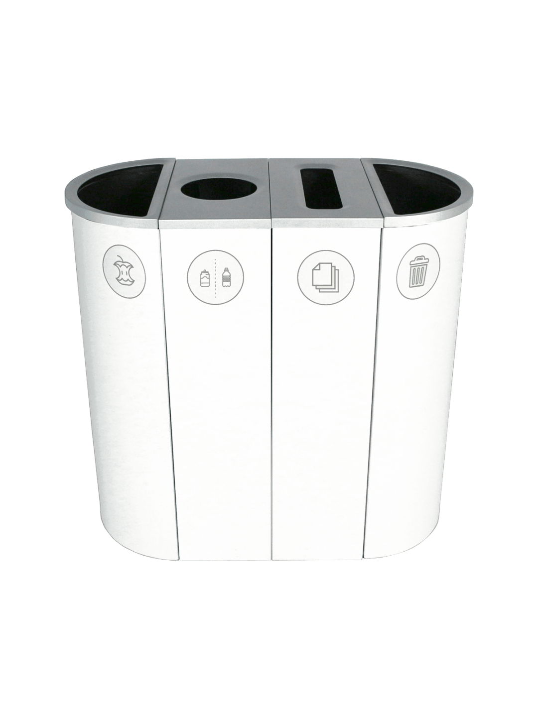  SPECTRUM - Quad - Kit - Organics-Cans &amp; Bottles-Paper-Waste - Full-Circle-Slot-Full - White
