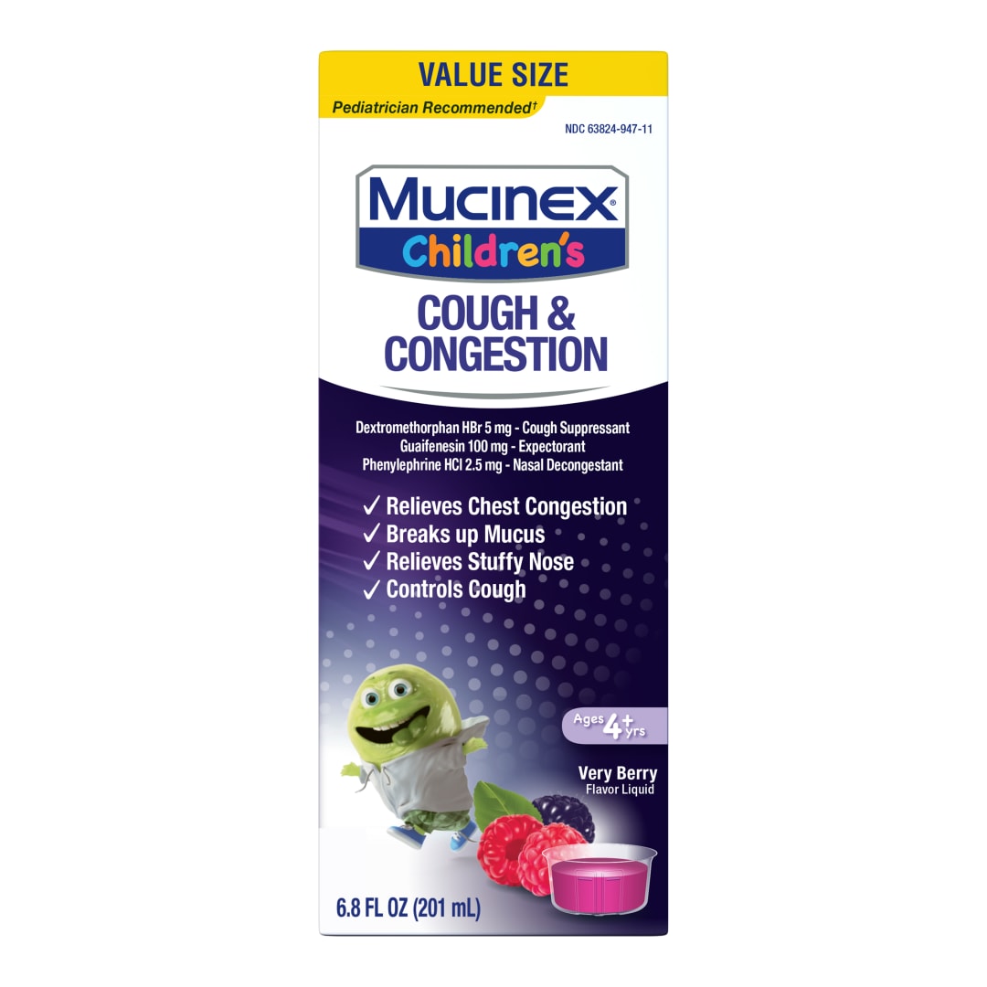 Mucinex Children's Congestion & Cough Liquid, Berrylicious, 6.8oz (Packaging May Vary)