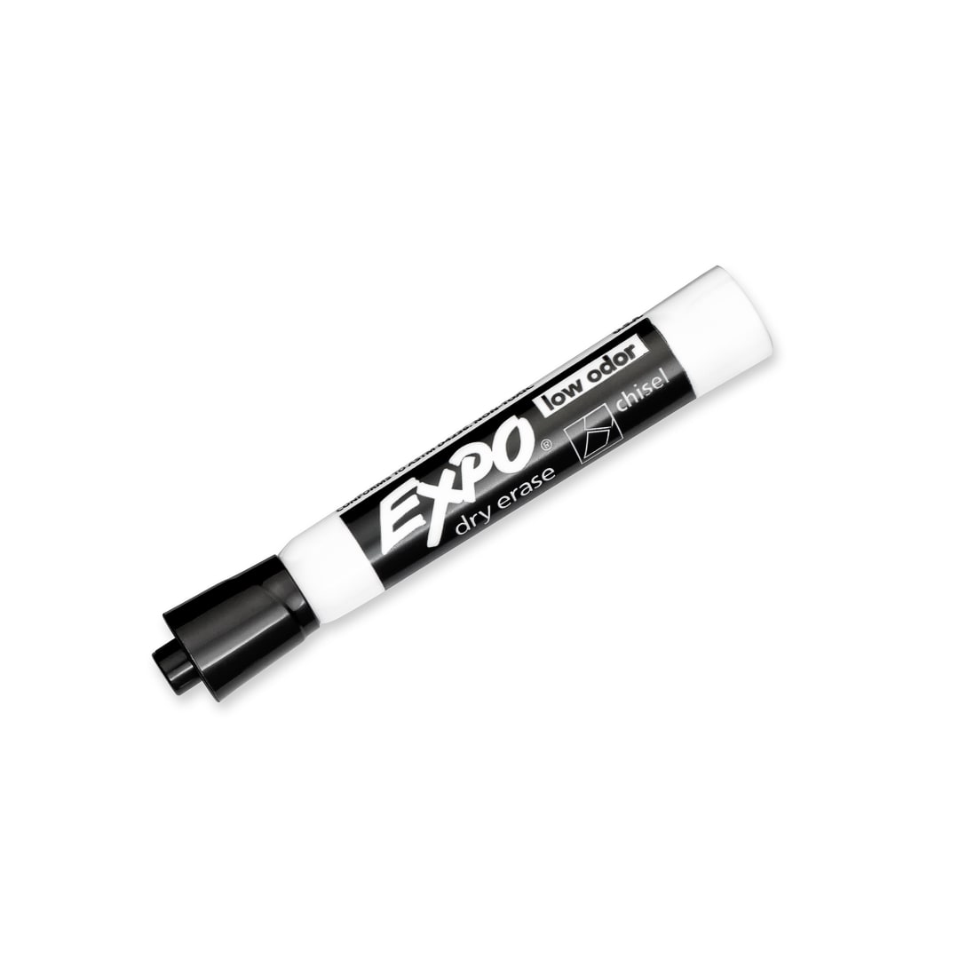 EXPO® Low Odor Dry Erase Markers, Chisel Tip, Black, 2 Count