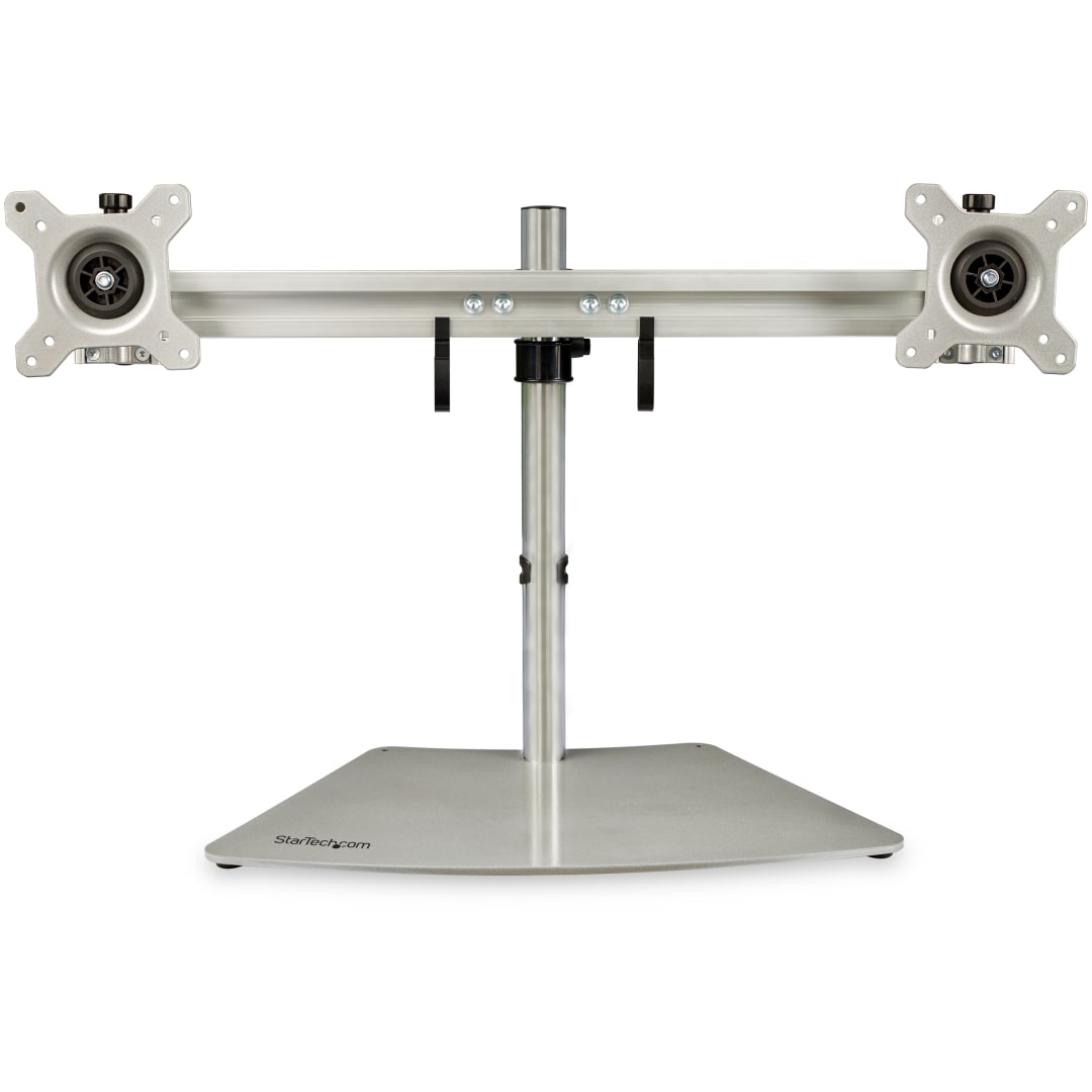 Desk-Mount Dual Monitor Mount-Swivel-Silver