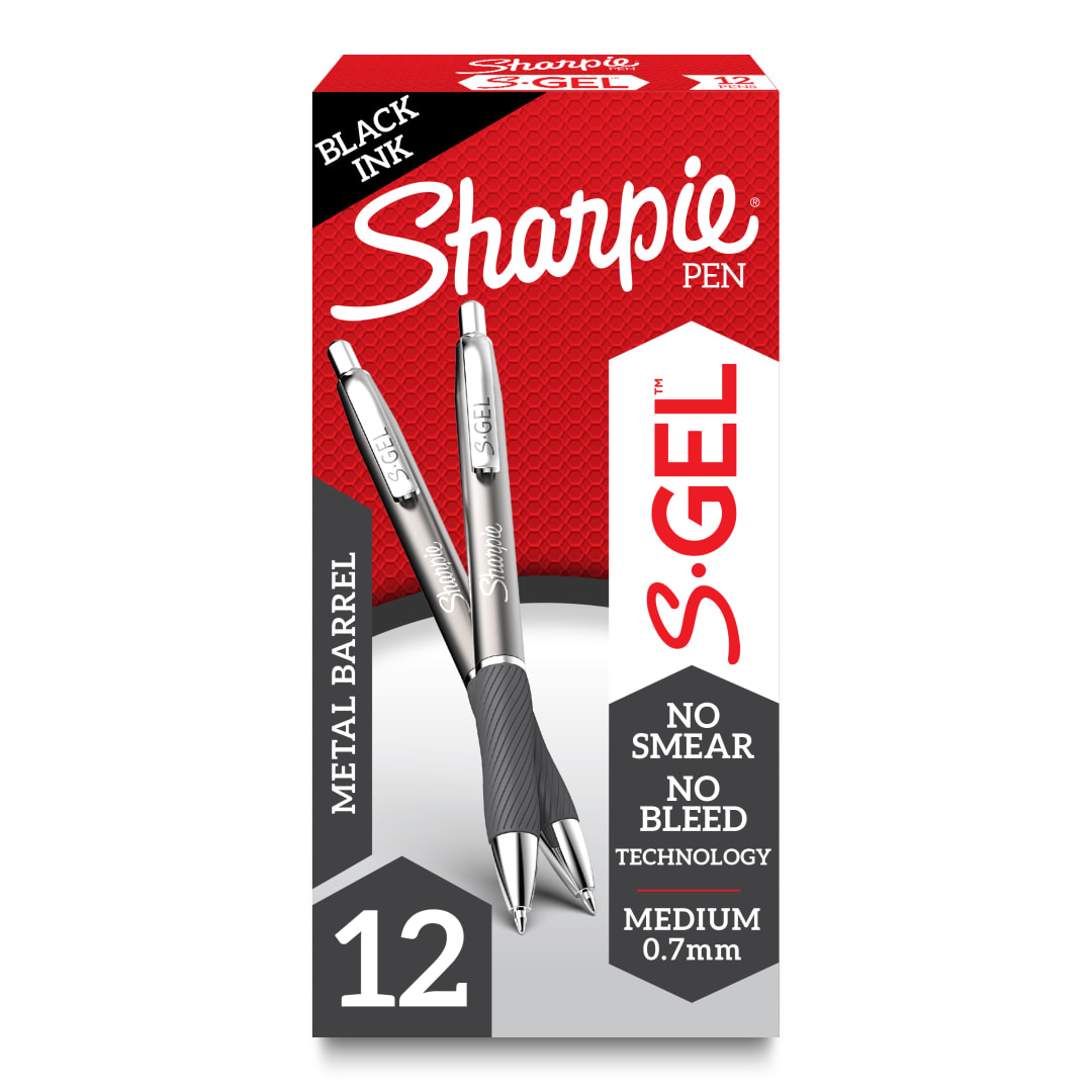 SHARPIE GEL GNMTL 0.7MM 12OS BLACK BIL