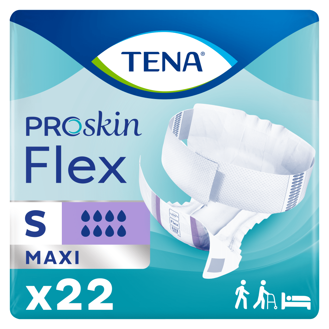 TENA ProSkin Flex Maxi – Belted Incontinence Briefs for Heavy Leakage with Adjustable COMFIStretch™ Belt, Easy-Fastening System &amp; Triple Skin Protection - Small, Pack of 22