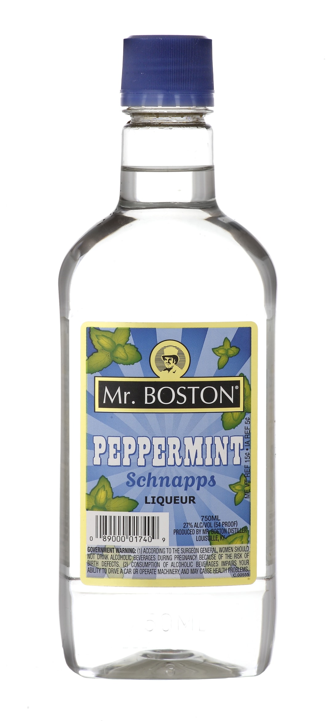Mr. Boston Peppermint Schnapps 750ml Traveler 54 Proof