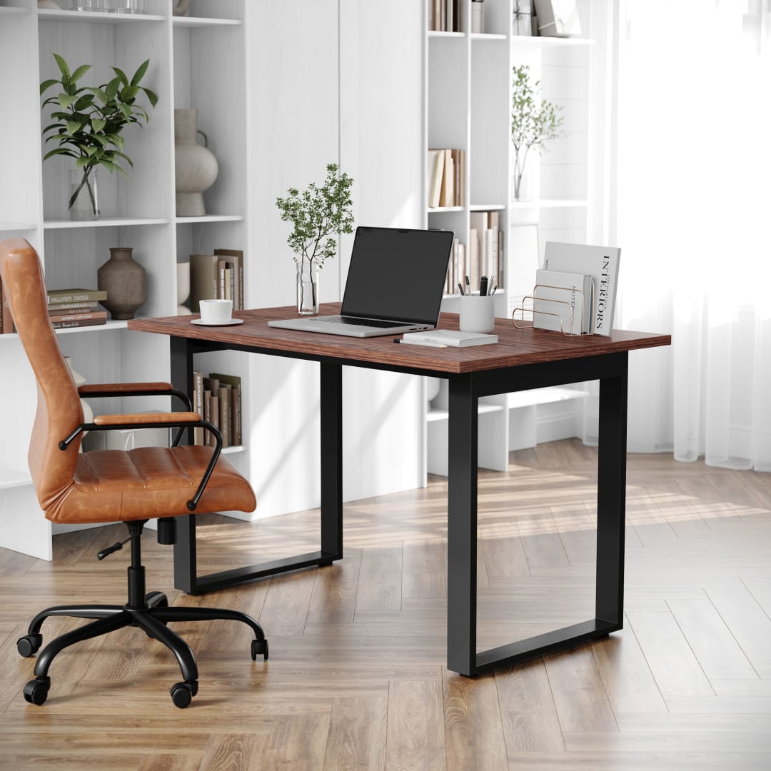Redmond Commercial 48x30 Conference Table with 1" Thick Double Sided Laminate Table Top with PVC Edging and Heavy Duty U-Frame Steel Base, Walnut