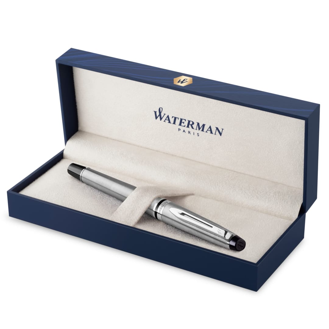 Waterman Expert Fountain Pen | Stainless Steel with Chrome Trim | Medium Nib | Gift Box