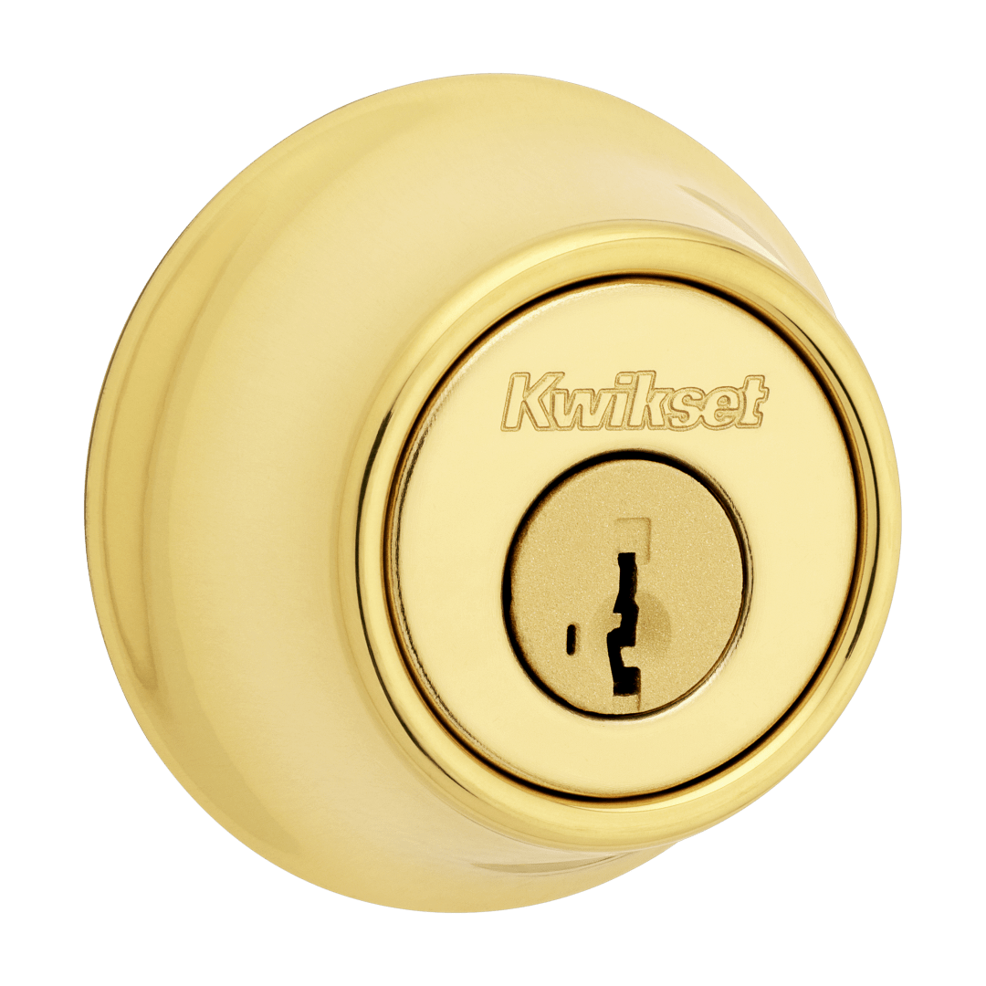 600 Deadbolt Series Single Cylinder Deadbolt in Polished Brass featuring SmartKey Security
