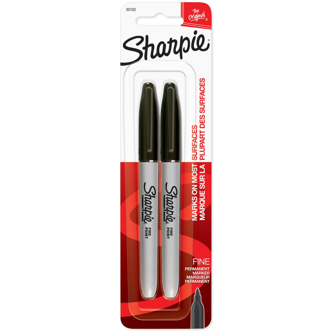 Sharpie® Permanent Markers, Fine Point, Black, 2 Count