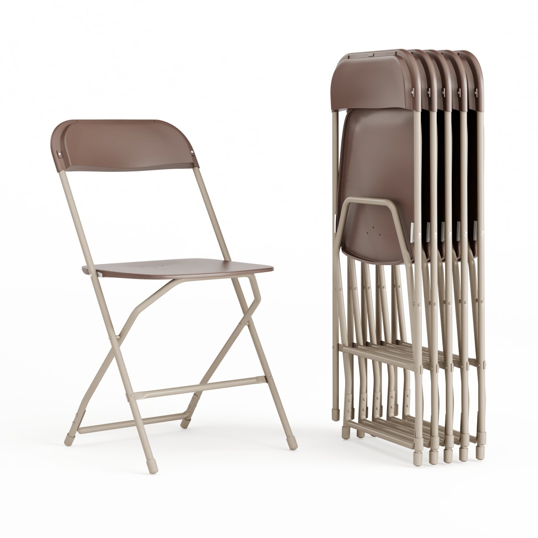 Hercules Series Plastic Folding Chair Brown - 6 Pack 650LB Weight Capacity Comfortable Event Chair-Lightweight Folding Chair