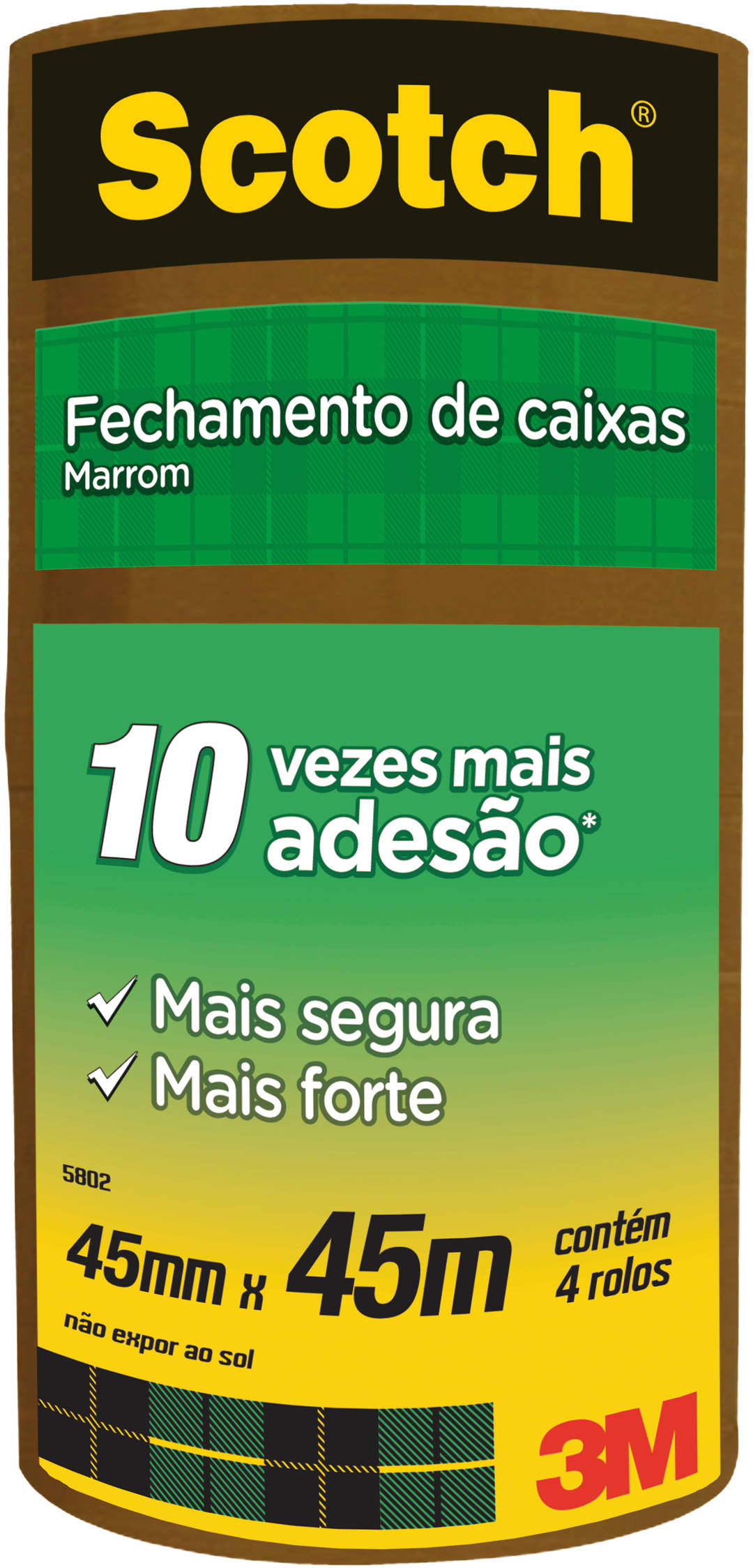 Fita de Empacotamento Scotch® Hot Melt, Marrom, 45 mm x 45 m, 4 Rolos
