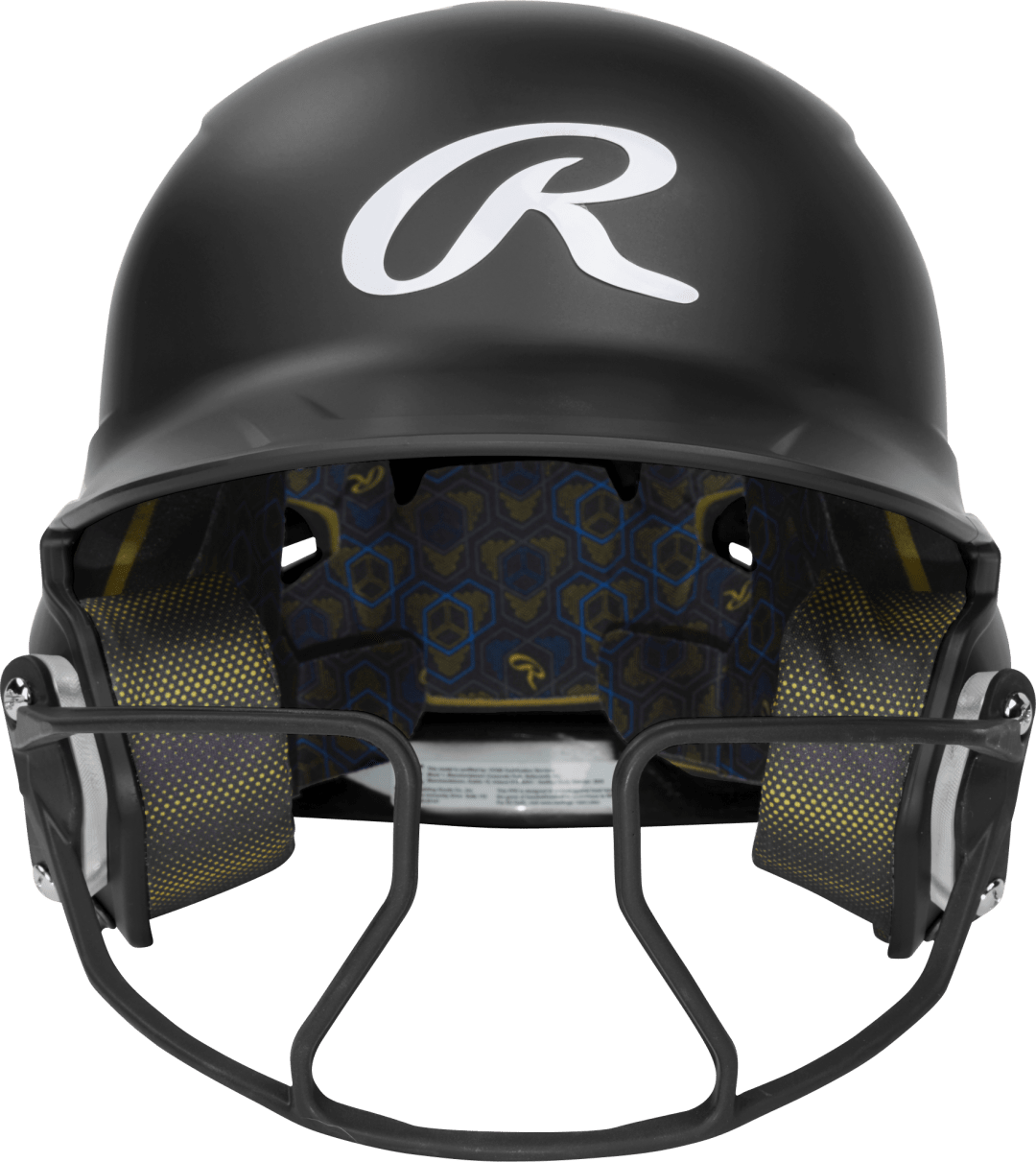 RAWLINGS MACH HI-VIZ 1-TONE BATTING HELMET WITH ATTACHED VIZSBFG - MATTE BLACK - JR