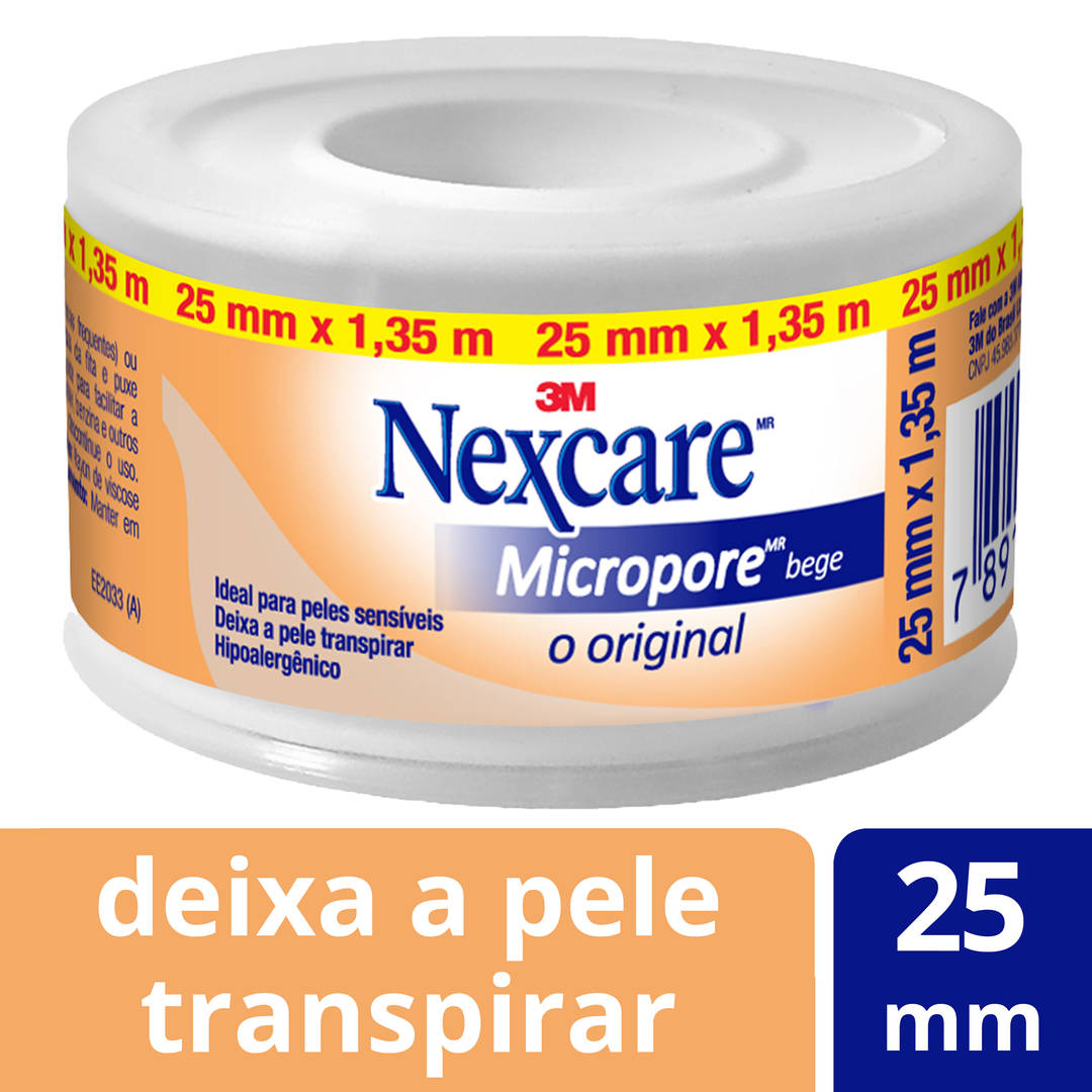 Fita Micropore™ Nexcare™, Bege , 25 mm x 1,35 m