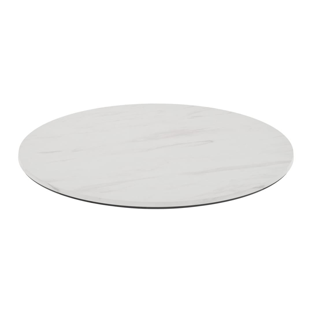TopGuard 31.5" Round White Faux Marble Outdoor Tabletop with Seamless Surface Technology, Moisture, Scratch, Heat, UV Resistant