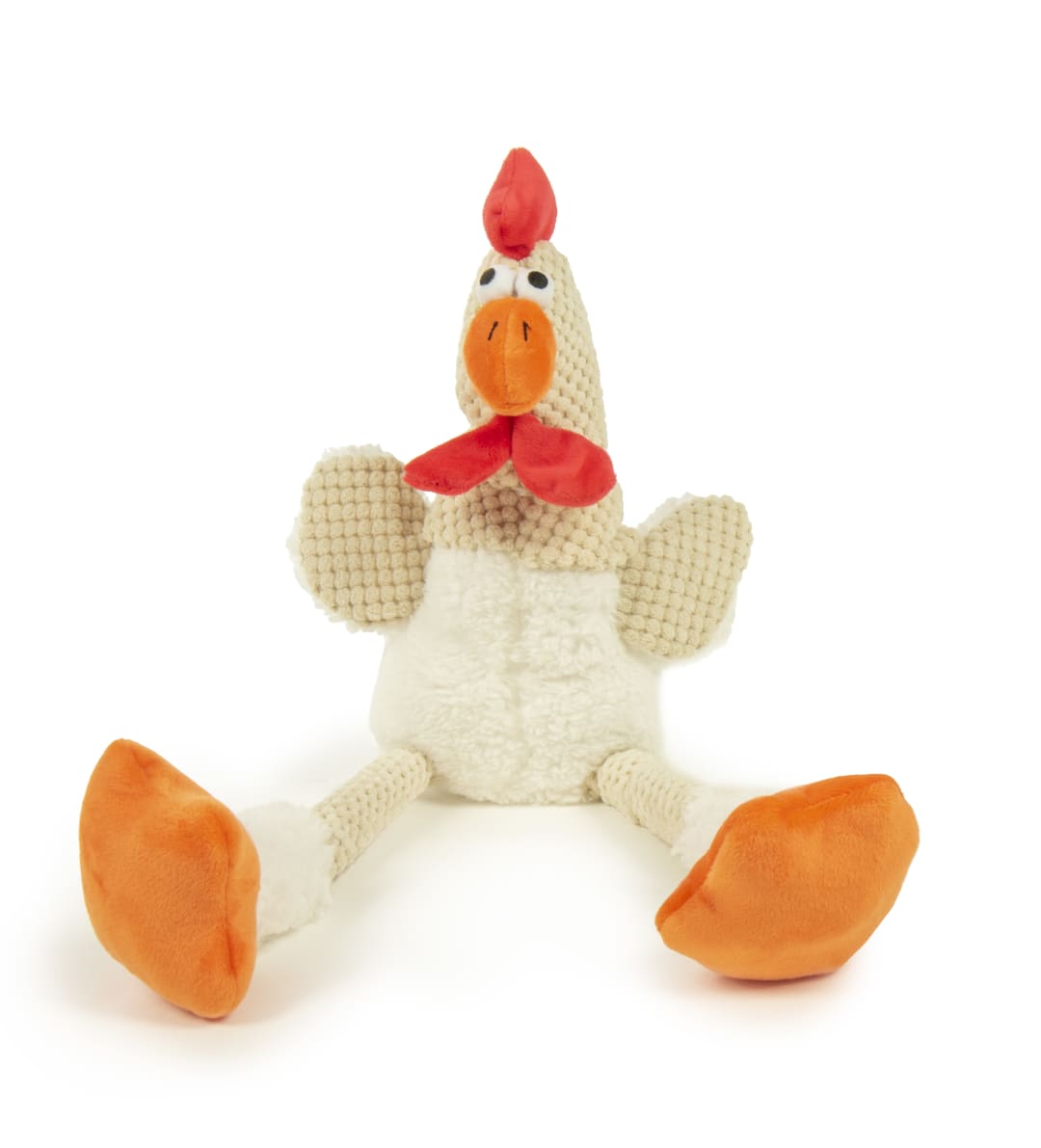 goDog Checkers Skinny Rooster Squeaky Plush Dog Toy With Chew Guard Technology, White, Large