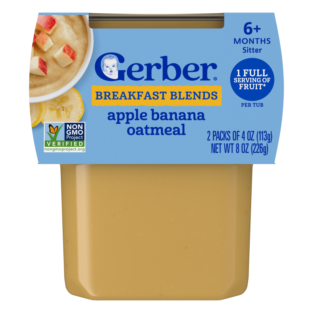 Gerber Stage 2 Baby Food, Apple Banana Oatmeal Cereal Tubs, Baby Oatmeal, 2PK