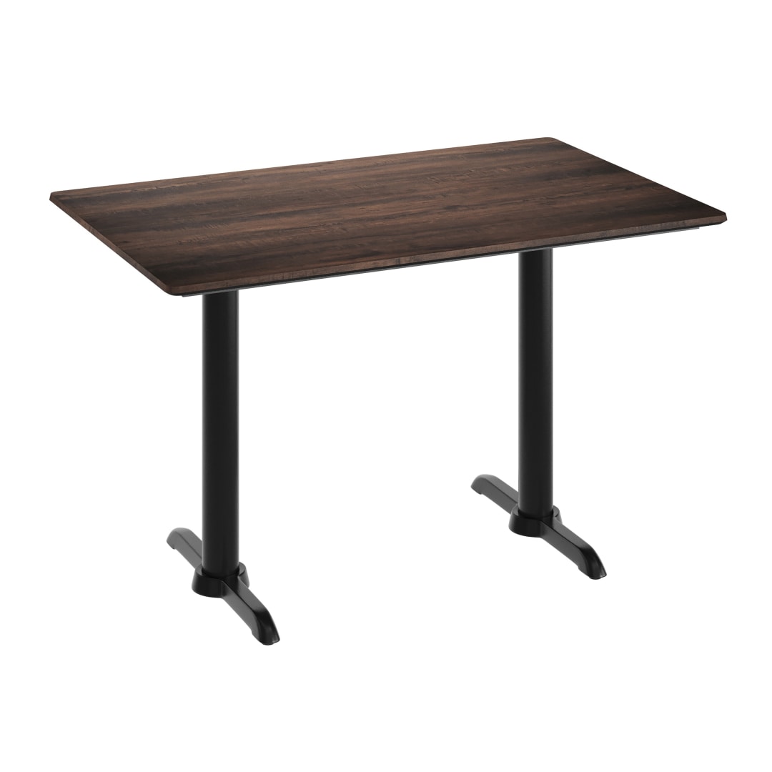 TopGuard 48" x 30" Tabletop, Seamless Surface Technology, Dark Brown and 5" x 22" Black Table Height T-Bases