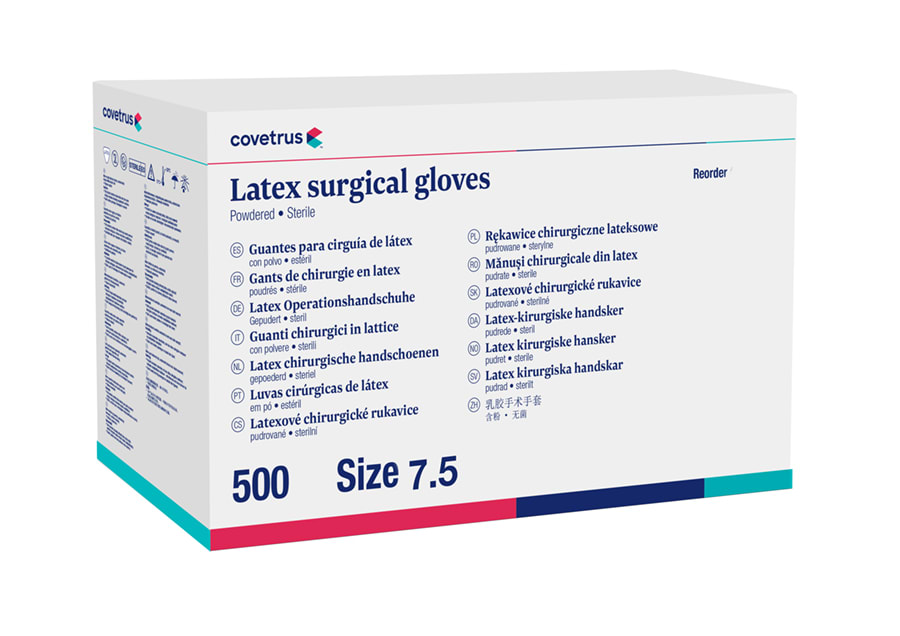 Covetrus Lightly-Powdered Latex Surgical Glove, White, Size 7.5, Sterile