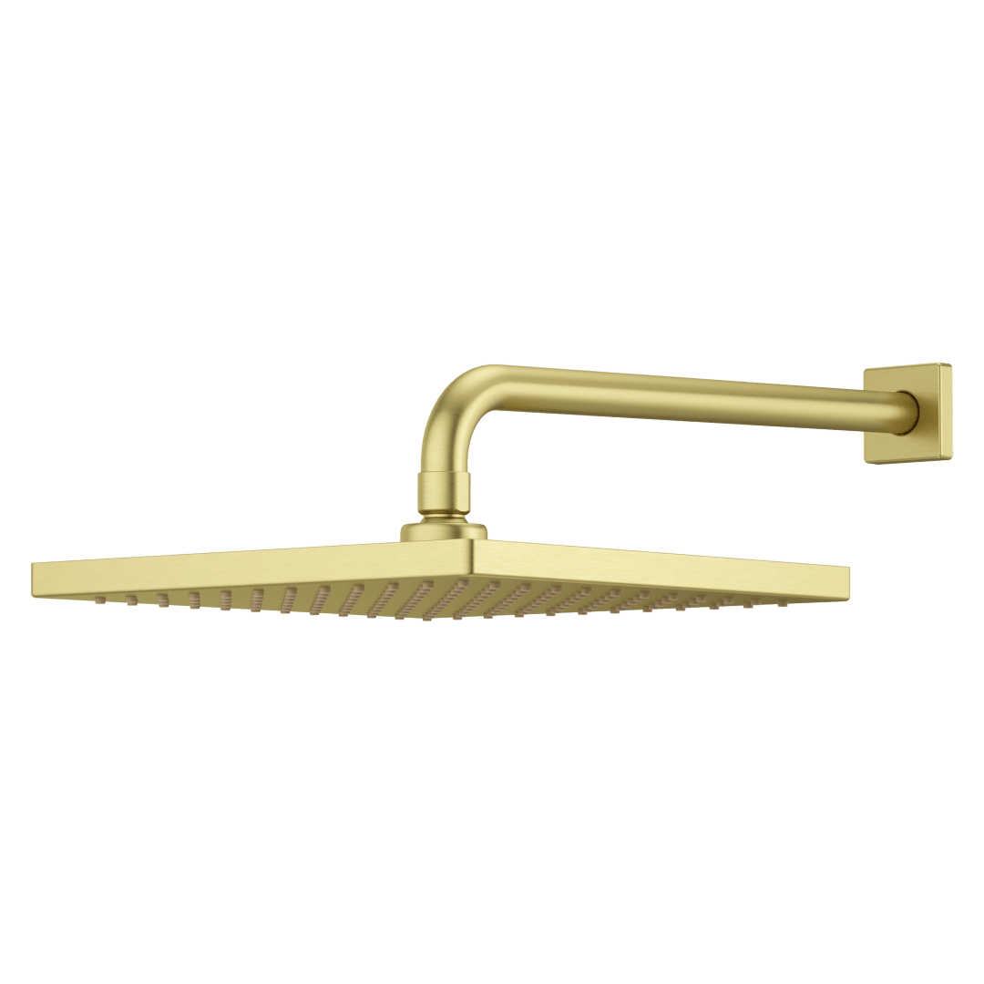 Modern 10 in. Square Showerhead, Arm and Flange in Brushed Gold