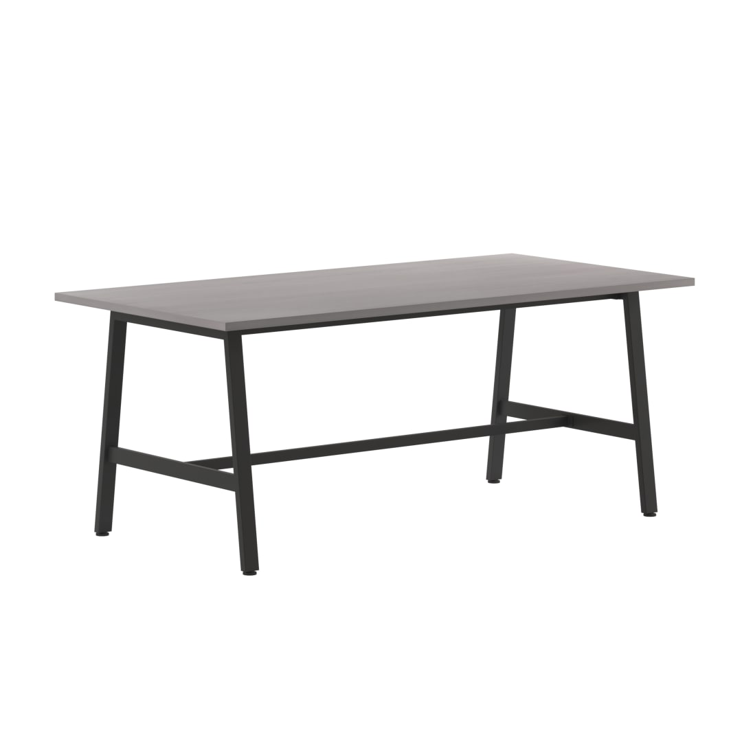 Redmond Commercial 72x36 Collaborative Table Desk, 1" Thick Double Sided Laminate Table Top with PVC Edging, Heavy Duty A-Frame Steel Base, Gray Oak