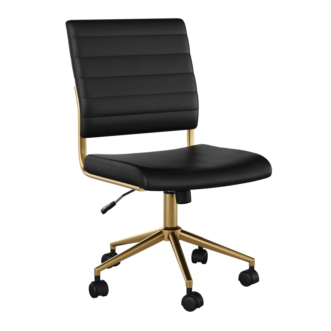 Ivy Upholstered Office Chair in Black/Polished Brass