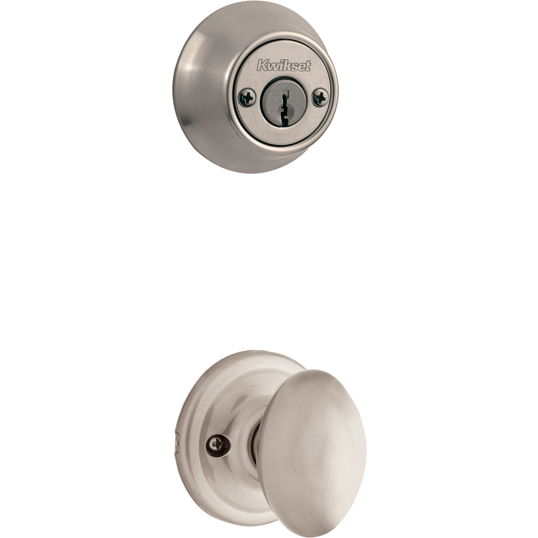 605 Double Cylinder Interior Pack w/Laurel Knob for Kwikset Series Handlesets in Satin Nickel