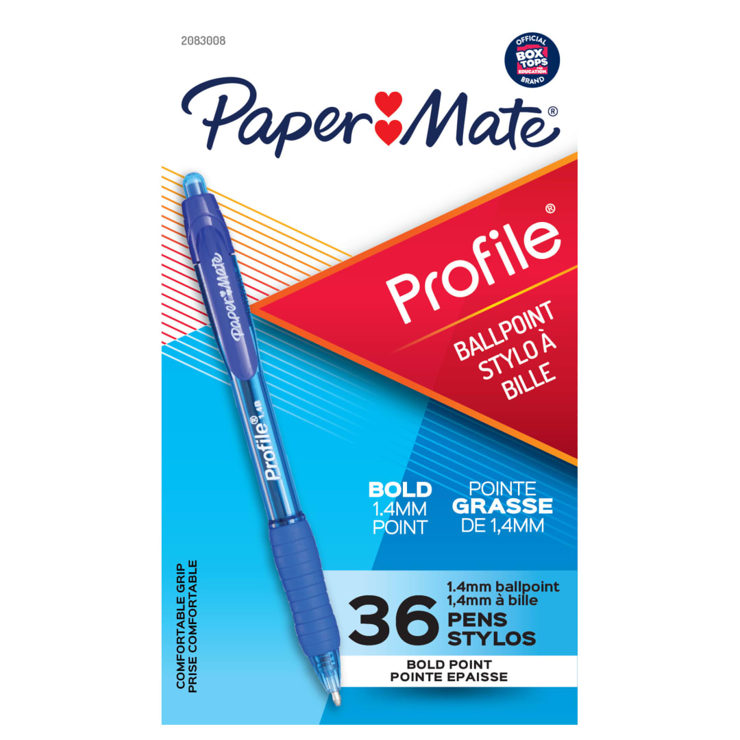 Paper Mate® Profile® Retractable Ballpoint Pens, Bold (1.4mm), Blue, 36 Count