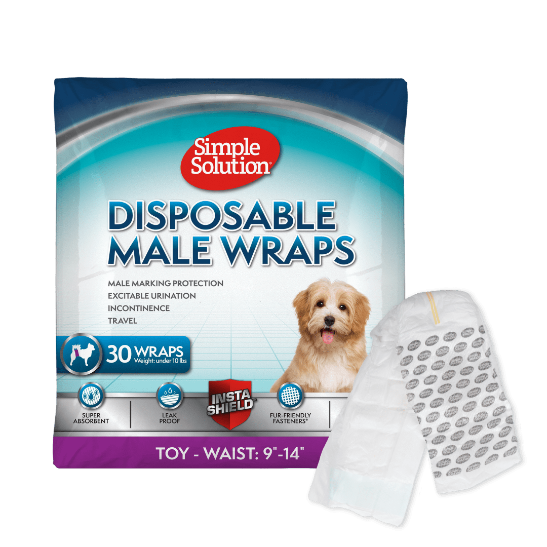Simple Solution Disposable Dog Diapers for Male Dogs | Male Wraps with Super Absorbent Leak-Proof Fit | Excitable Urination, Incontinence, or Male Marking | Toy | 30 Count