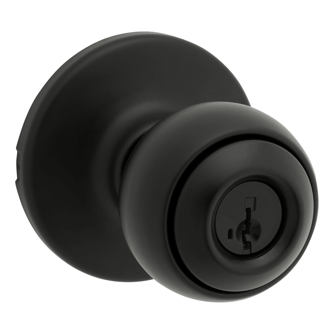 Polo Keyed Entry Knob featuring SmartKey Security™ in Matte Black