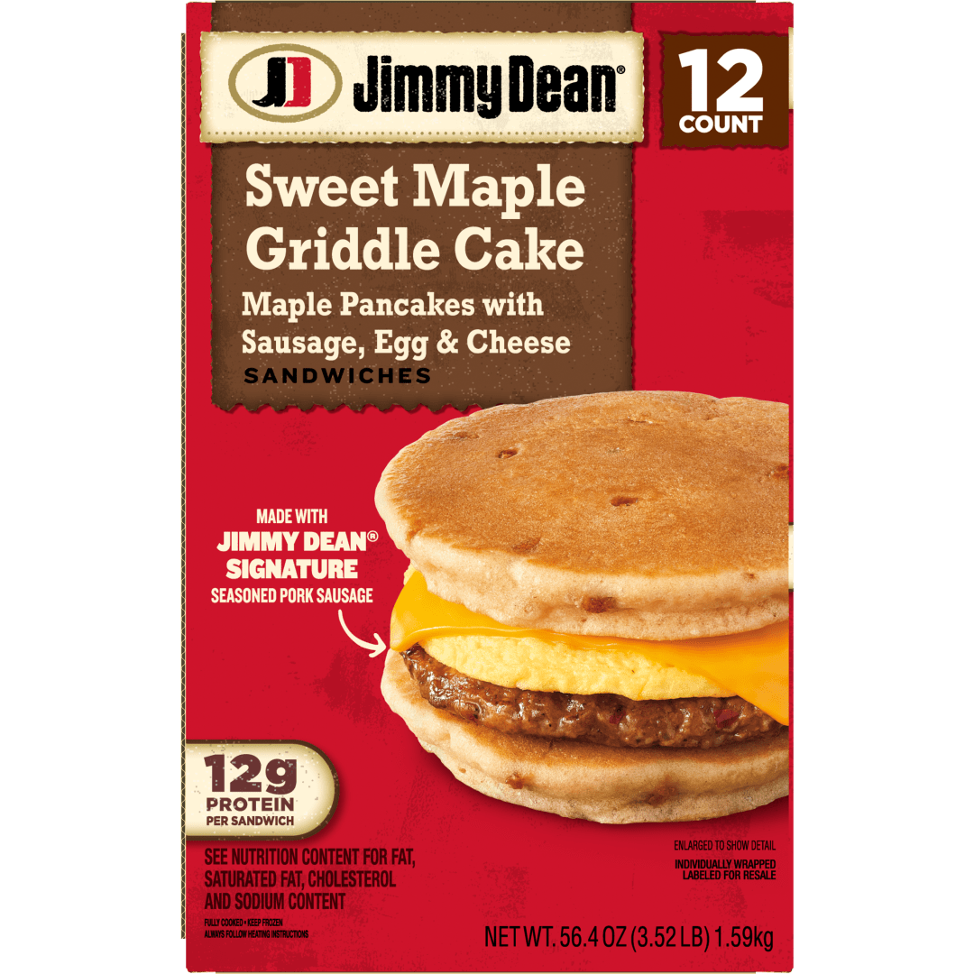 Jimmy Dean Sausage, Egg and Cheese Sweet Maple Griddle Cake Sandwiches, 12 Count