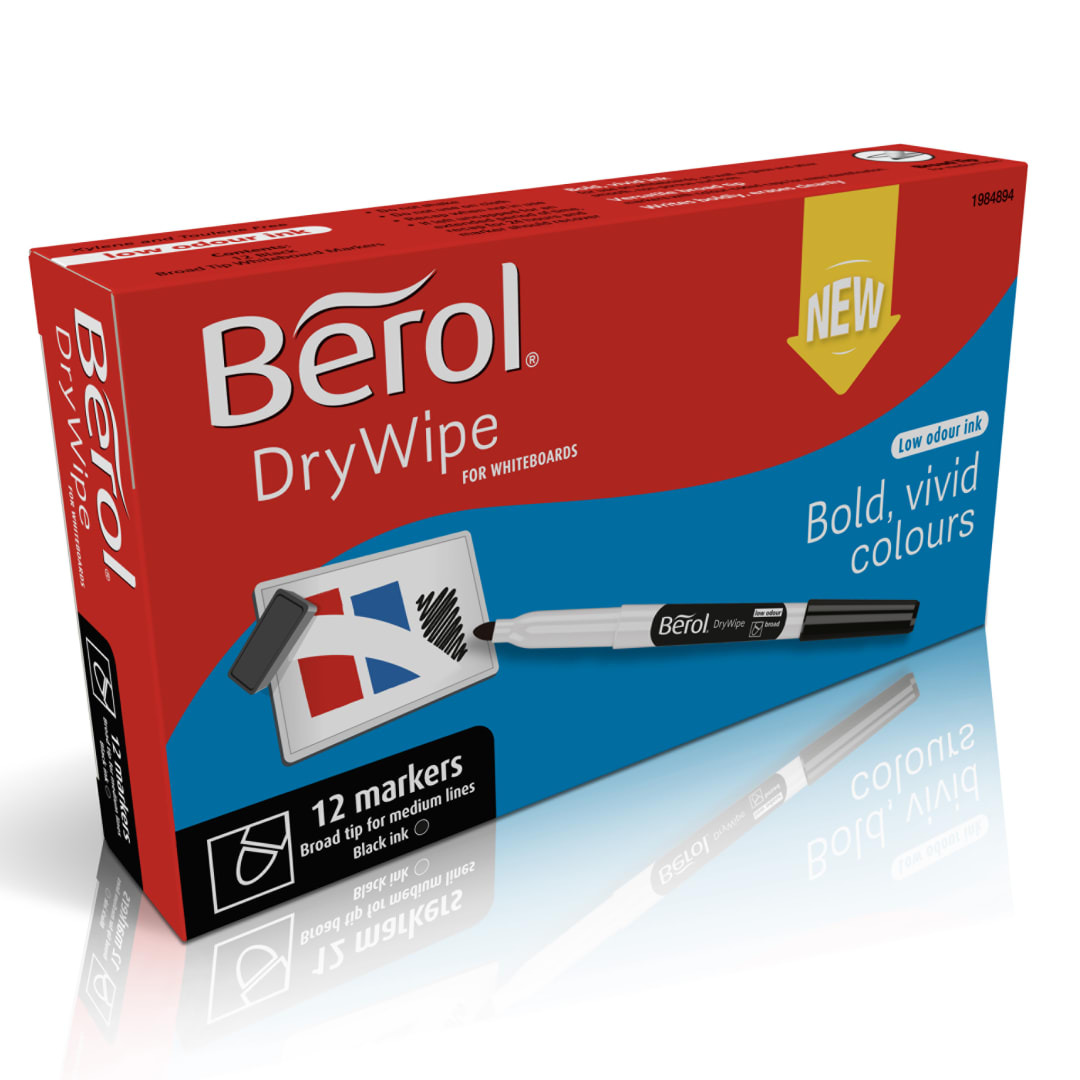 BEROL DRYWIPE PEN BROAD BLK TK12