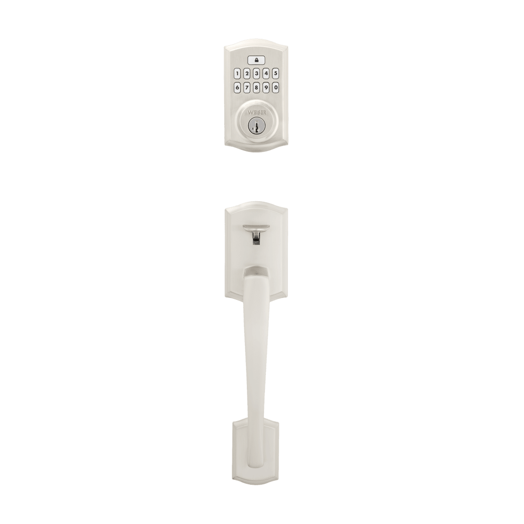 GLA9260 SmartCode® Contemporary Electronic Deadbolt with Prescott Handleset featuring SmartKey Security™ with Katella Lever in Satin Nickel