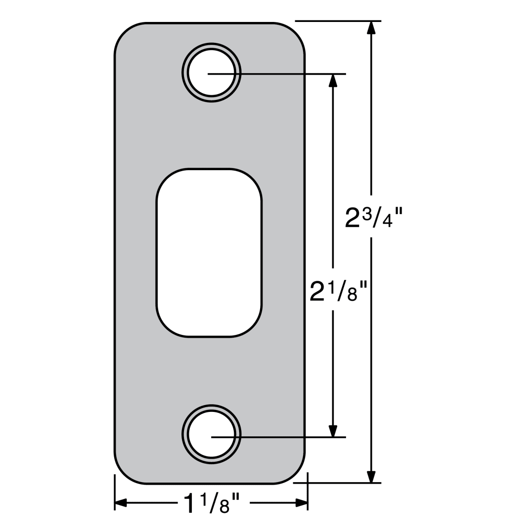 Deadbolt Round Corner Strike 1-1/8" x 2-3/4" for Polished Brass Finish