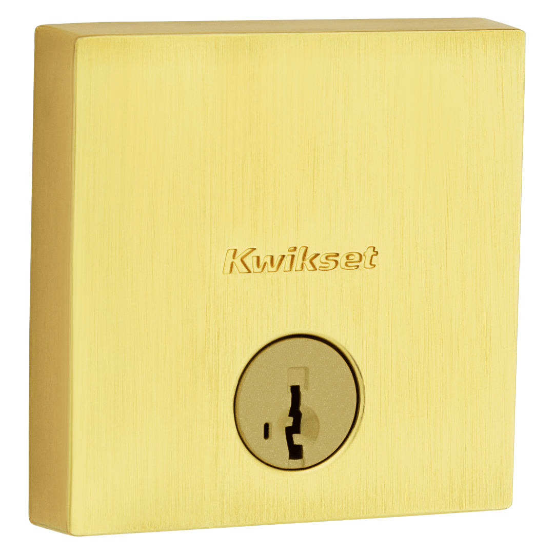 258 Downtown Square Keyed One Side Low Profile Deadbolt featuring SmartKey Security™ in Satin Brass