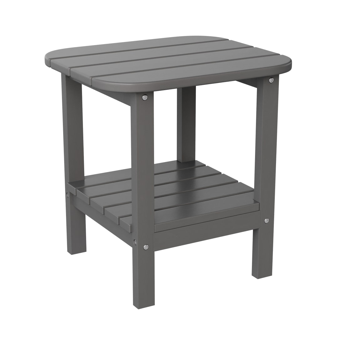 Newport HDPE 2-Tier Adirondack Side Table - All-Weather - Indoor/Outdoor Gray