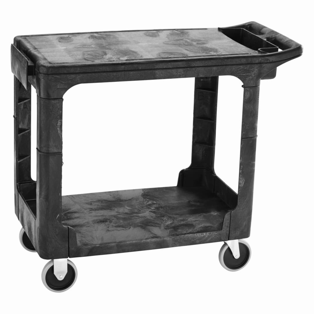 Heavy Duty Flat Handle Utility Cart, Flat Shelf, Small, Black