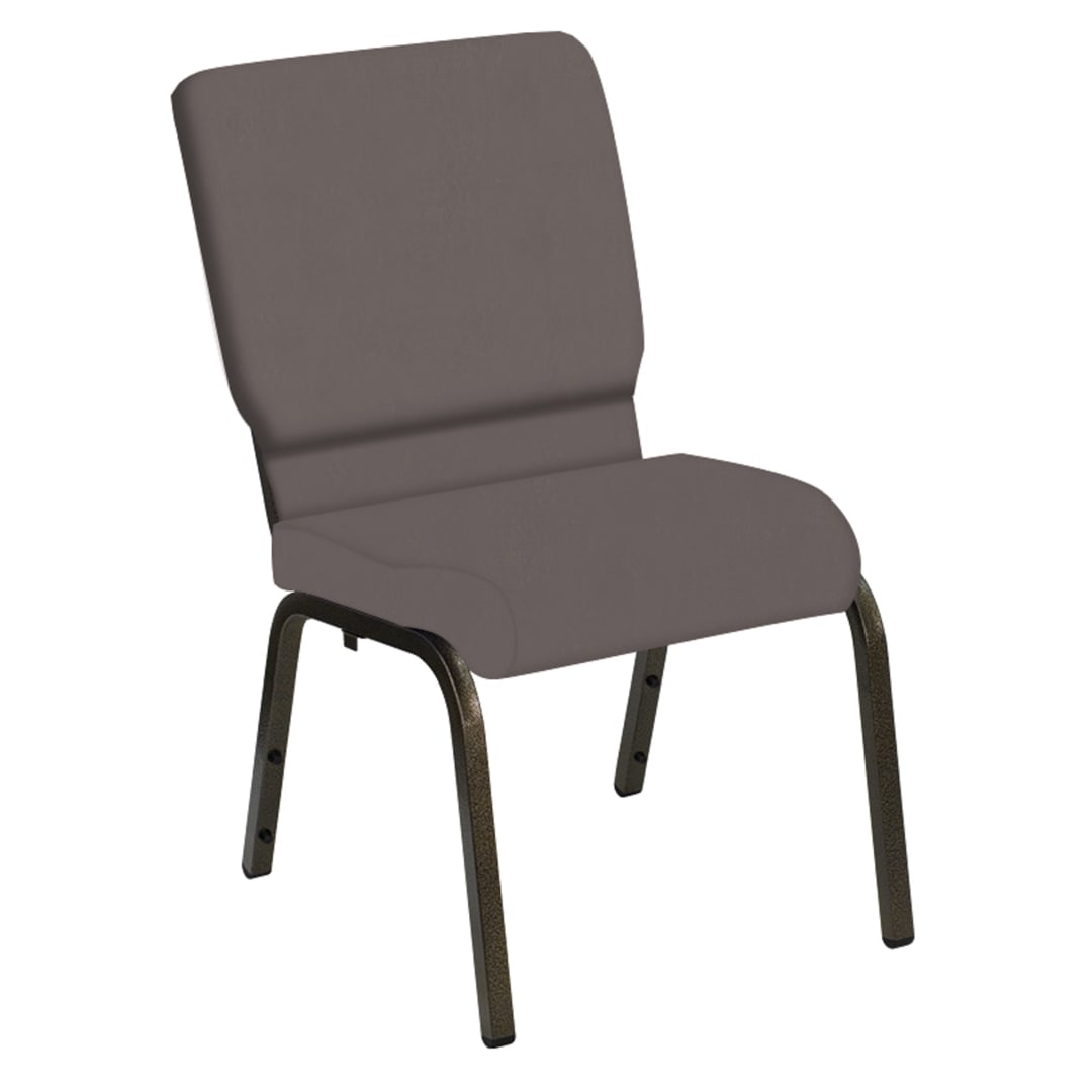 HERCULES Series 18.5''W Church Chair in E-Z Wallaby Gunmetal Vinyl - Gold Vein Frame
