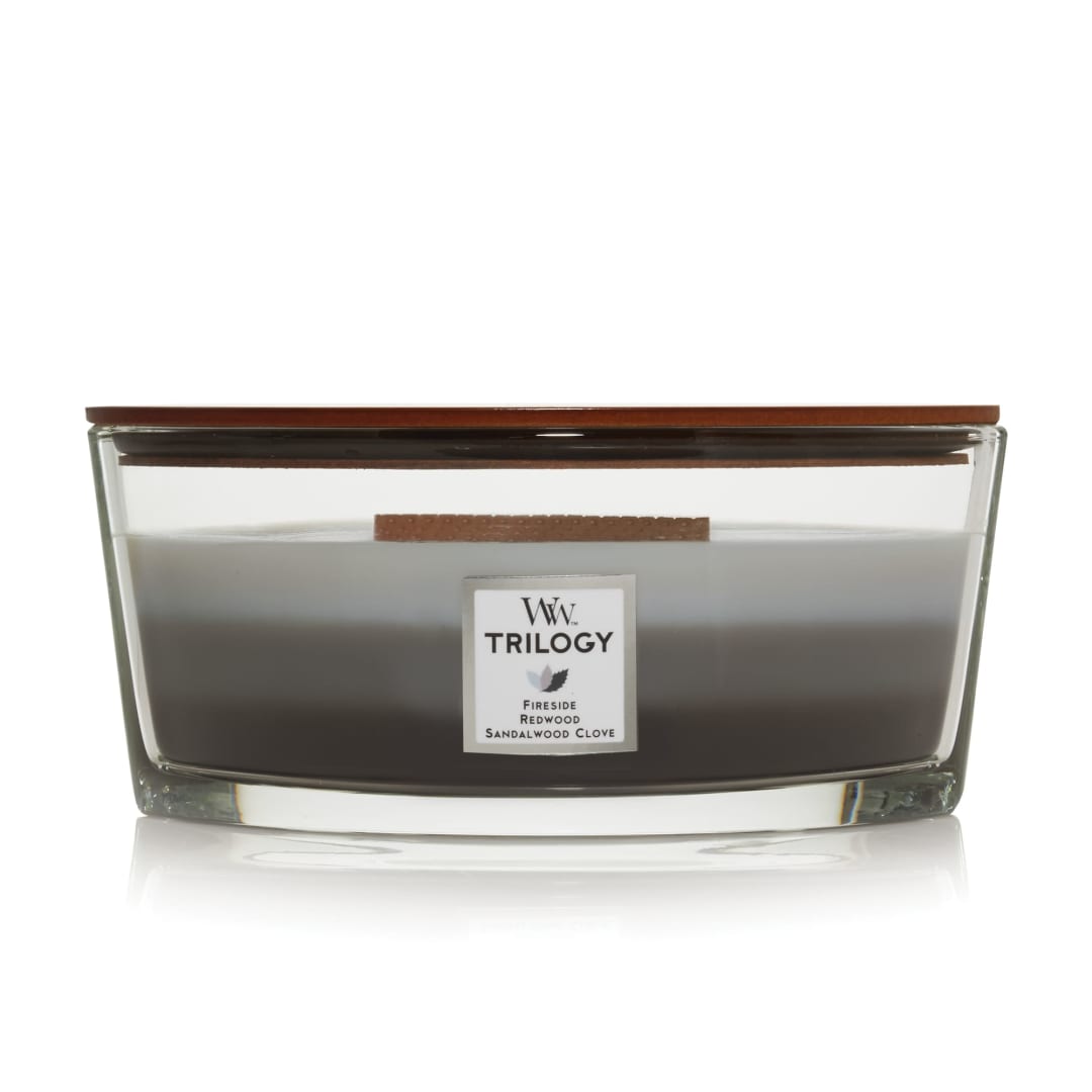 WoodWick® Ellipse Trilogy Scented Candle | Warm Woods | with Crackling Wick | Burn Time: Up to 50 Hours