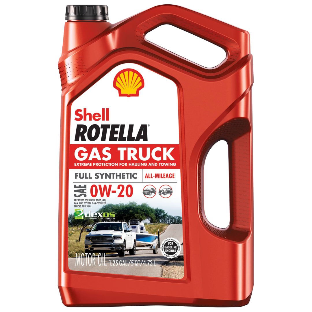 Shell Rotella Gas Truck Full Synthetic 0W-20 Engine Oil for Pickups and SUVs, 5 Quart