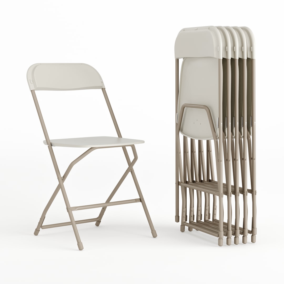 Hercules Series Plastic Folding Chair Beige - 6 Pack 650LB Weight Capacity Comfortable Event Chair-Lightweight Folding Chair