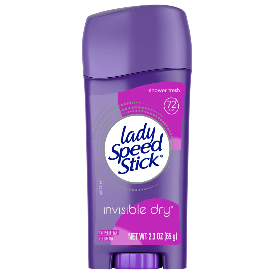 Lady Speed Stick Antiperspirant Deodorant for Women, 72 HR Sweat & Odor Protection, Invisible Dry, Shower Fresh Scent, 2.3 oz Stick