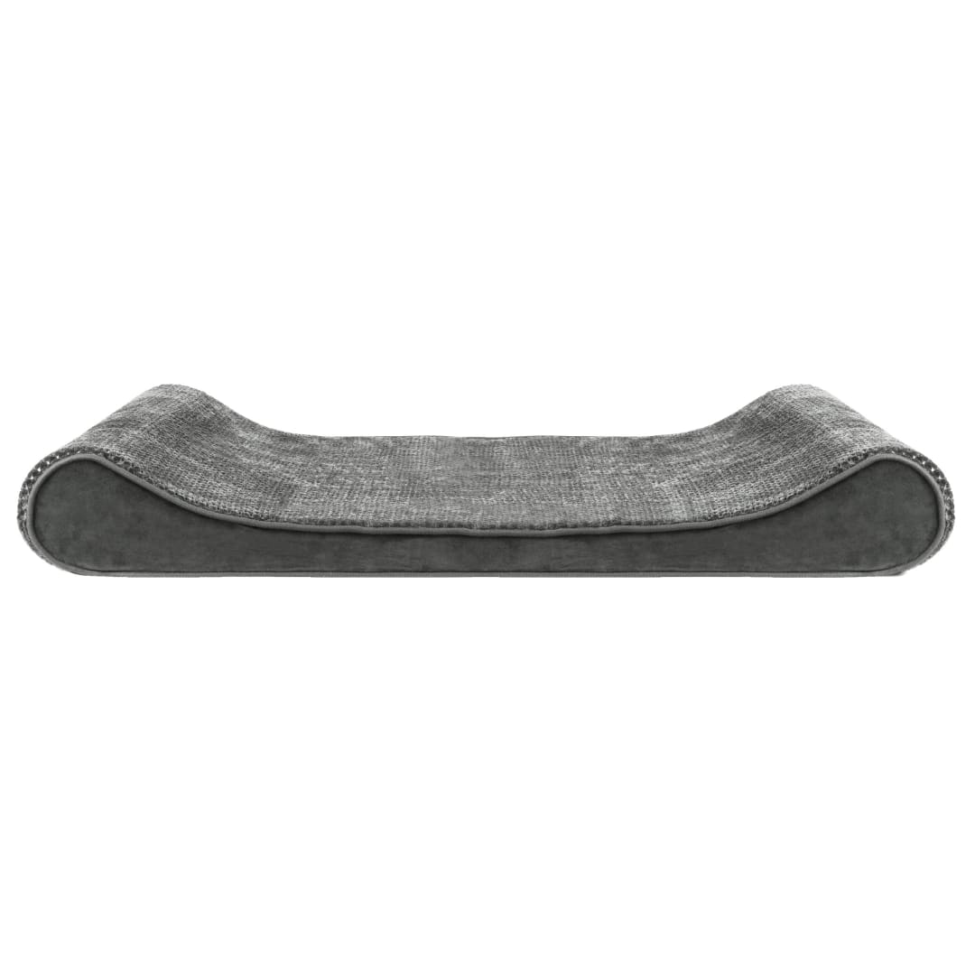 FurHaven Minky Velvet Orthopedic Luxe Lounger, Gray, Jumbo