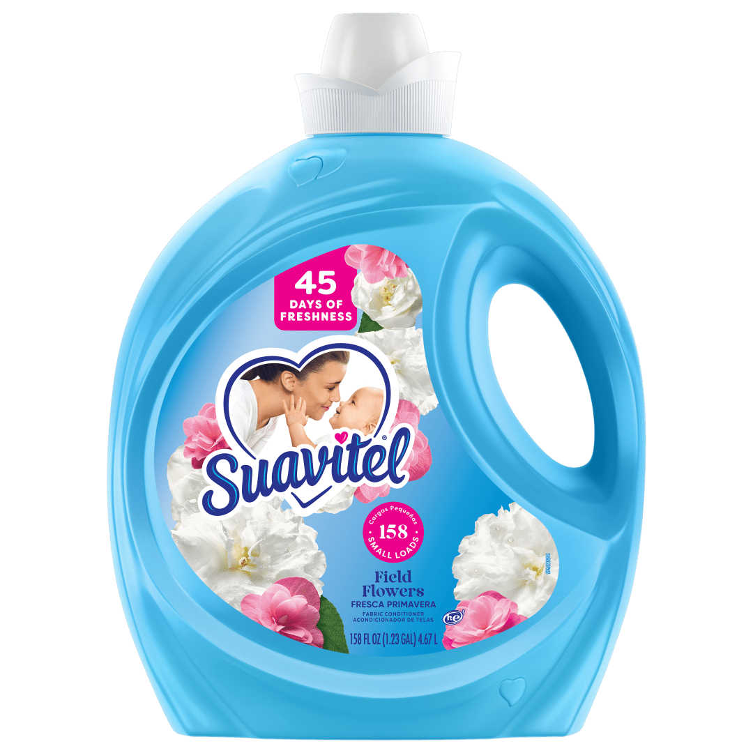 Suavitel Fabric Conditioner, Liquid Fabric Softener, 45 Days of Freshness, HE Compatible, 158 Small Loads, Field Flowers Scent, 158 fl oz Bottle