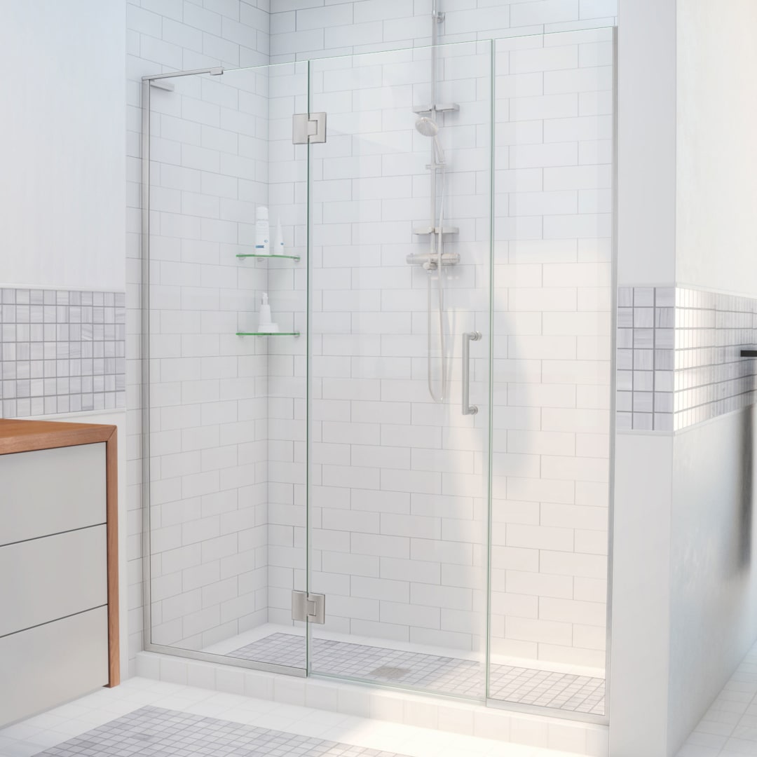 DreamLine Unidoor-X 45 1/2 - 46 inch W x 72 inch H Frameless Hinged Shower Door in Brushed Nickel