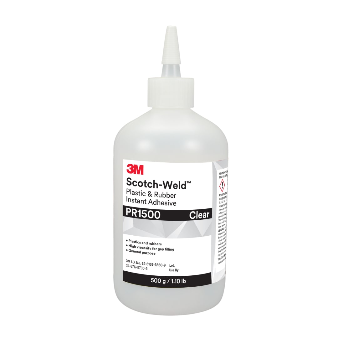 3M™ Scotch-Weld™ Plastik ve Kauçuk Hızlı Yapıştırıcı PR1500, Şeffaf, 500 g